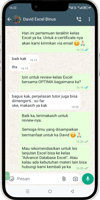 Testimoni Excel